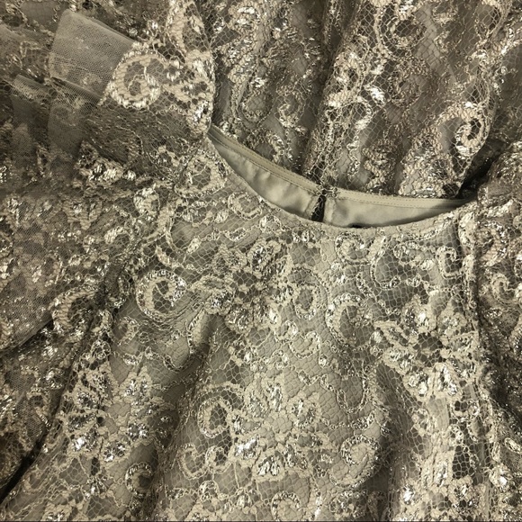 BCBG MAXAZRIA DRESS CYNTHIA SILVER RUFFLE SLEEVES LACE size 0 - Picture 15 of 16